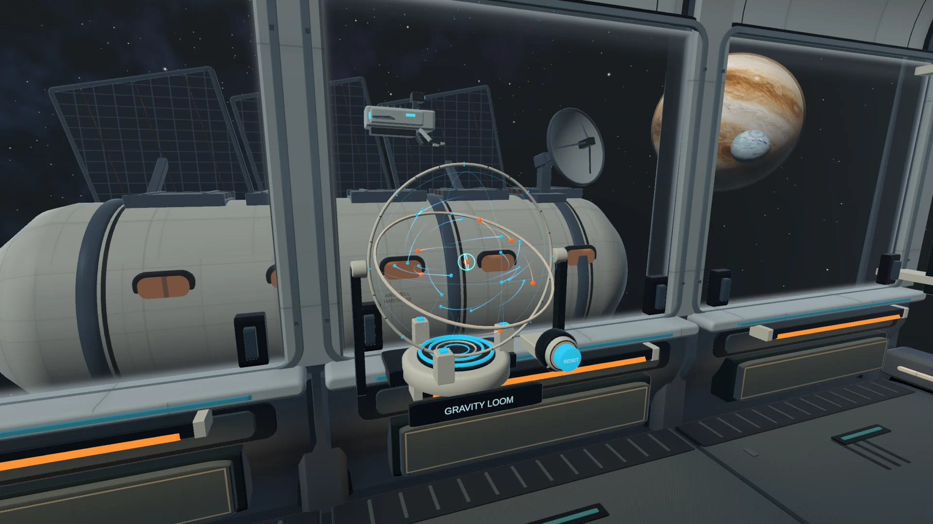 The gravity loom in Arcwell’s Observatory, with the station outside the window.
